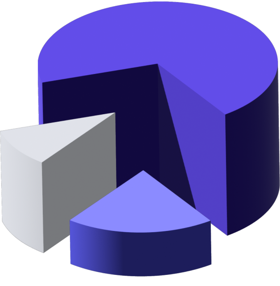 3D pie chart showing 3 career growth plan segments